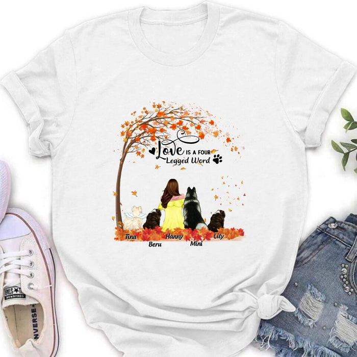 Personalized Dog Mom Autumn T-shirt/Hoodie/Sweater/Long Sleeves - Gift for Dog Mom - Up to 4 Dogs