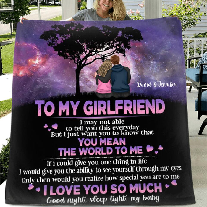 Personalized Couple Fleece Throw Blanket/Quilt - Gift Idea For Couple - You Mean The World To Me