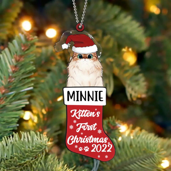 Personalized Cat Ornament - Christmas Gift Idea For Pet Owners - Kitten's First Christmas