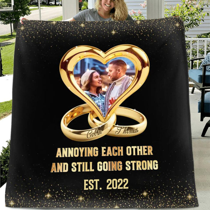 Personalized Couple Quilt/Fleece Blanket - Anniversary Gift Idea For Couple - Annoying Each Other And Still Going Strong