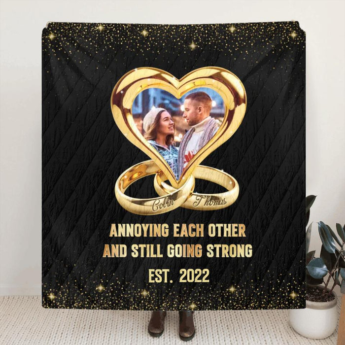 Personalized Couple Quilt/Fleece Blanket - Anniversary Gift Idea For Couple - Annoying Each Other And Still Going Strong