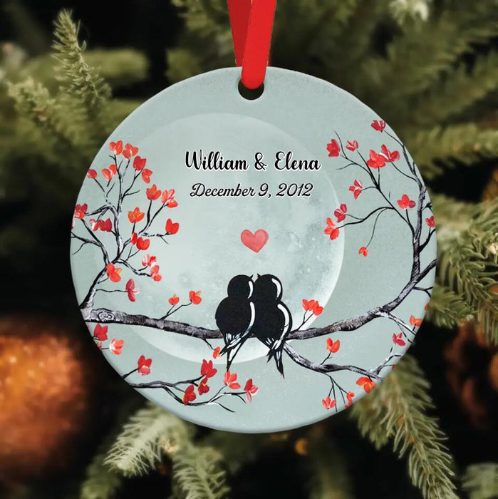 Personalized Couple Circle Wooden Ornament - Gift Idea For Family/Couple