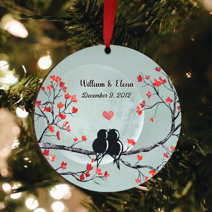 Personalized Couple Circle Wooden Ornament - Gift Idea For Family/Couple
