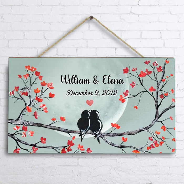 Personalized Couple Rectangle Wooden Sign - Gift Idea For Family/Couple
