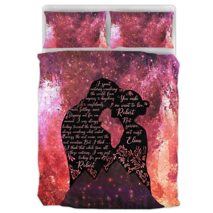 Personalized Couple Quilt Bed Sets - Custom Husband/Wife Name - Gift Idea For Couple - You Make Me Want To Live