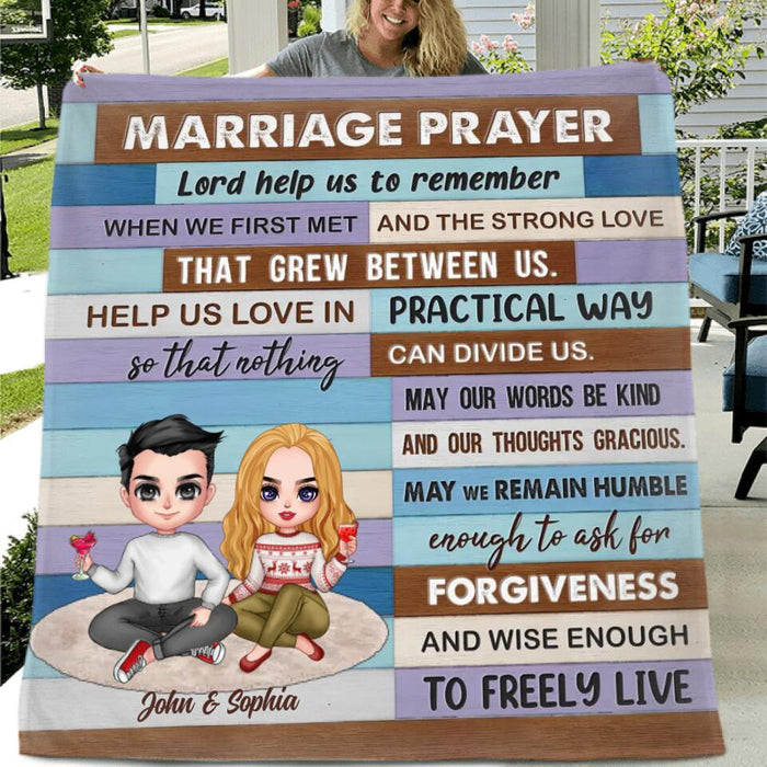 Personalized Couple Quilt/Fleece Throw Blanket - Gift Idea For Couple - Marriage Prayer Lord Help Us To Remember