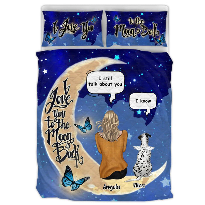 Custom Personalized Memorial Pet Quilt Bed Set - Gift Idea For Dog/Cat Lovers - I Love You To The Moon & Back