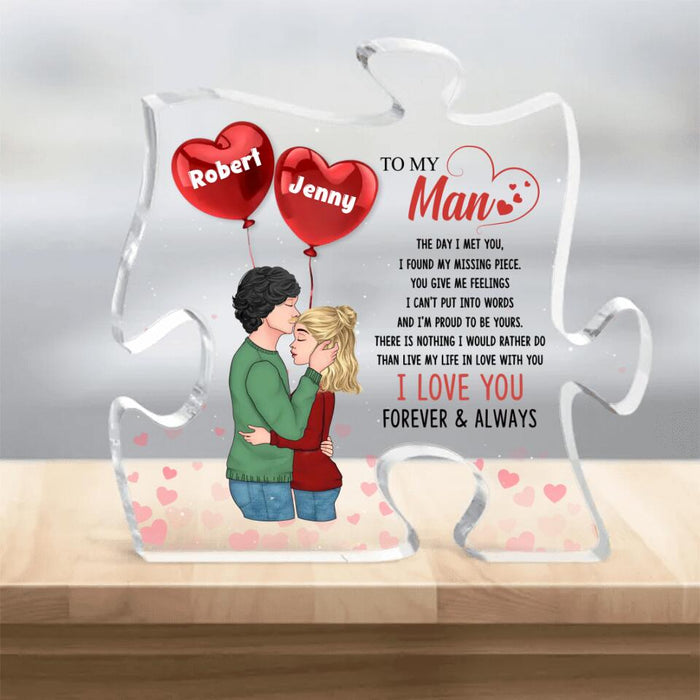 Personalized Couple Puzzle Acrylic Plaque - Valentine's Day/Anniversary Gift Idea For Couple - Gift For Him - To My Man