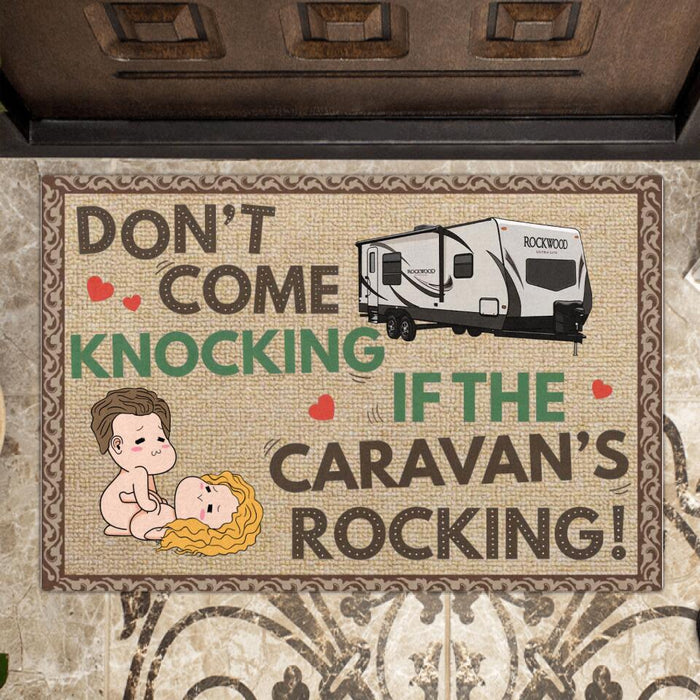 Personalized Funny Couple Doormat - Gift Idea For Couple/Valentine's Day - Don't Come Knocking If The Caravan's Rocking