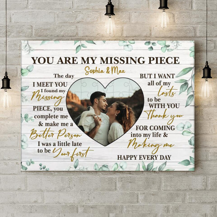 Personalized Couple Photo Canvas - Mother's Day Gift From Husband - You Are My Missing Piece
