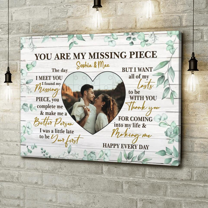 Personalized Couple Photo Canvas - Mother's Day Gift From Husband - You Are My Missing Piece