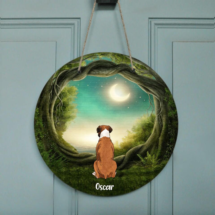 Personalized Memorial Pet Door Sign - Gift for Dog/Cat Lovers - Up to 5 Pets - She still talks about you
