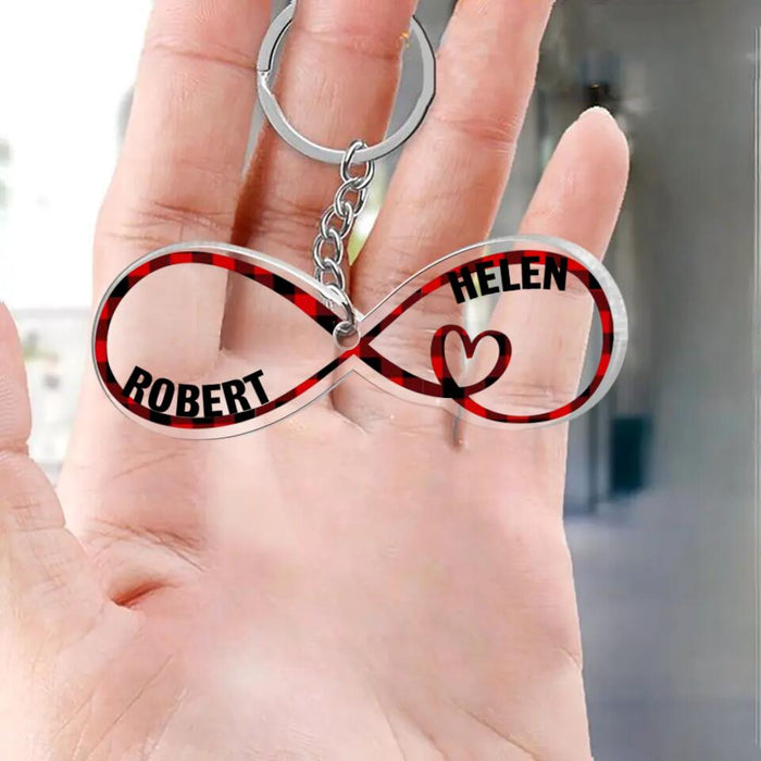 Personalized Couple Heart Acrylic Keychain - Gift Idea For Couple
