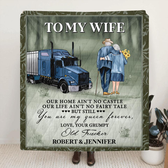 Personalized Couple Fleece Throw Blanket/Quilt - Gift Idea For Couple, Grandparents - You Are My Queen Forever