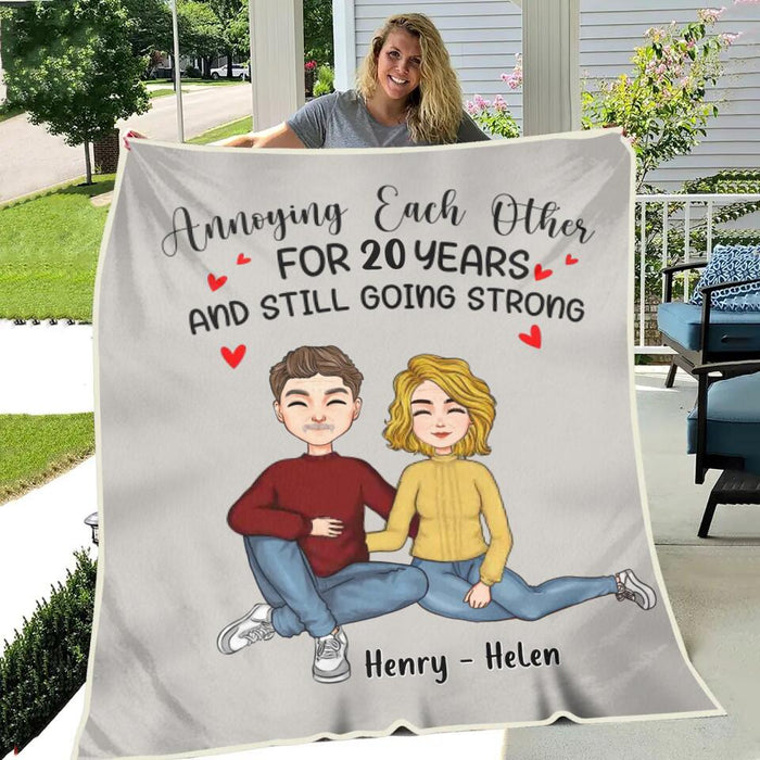 Personalized Couple Fleece Throw Blanket/Quilt - Gift Idea From Husband To Wife - Annoying Each Other For 20 Years