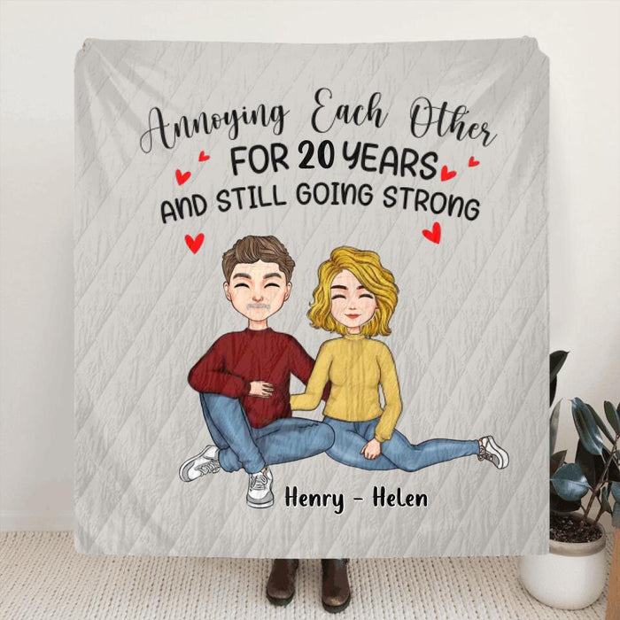 Personalized Couple Fleece Throw Blanket/Quilt - Gift Idea From Husband To Wife - Annoying Each Other For 20 Years