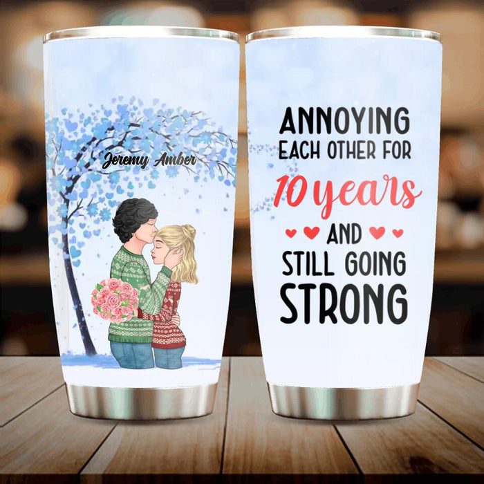Personalized Couple Kissing Tumbler - Gift Idea For Couple/Lovers - Annoying Each Other For 10 Years And Still Going Strong