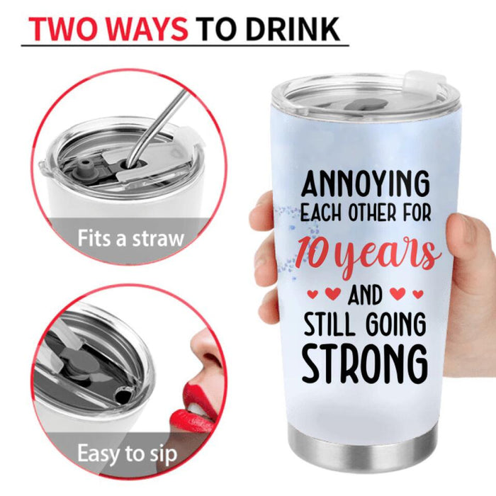 Personalized Couple Kissing Tumbler - Gift Idea For Couple/Lovers - Annoying Each Other For 10 Years And Still Going Strong
