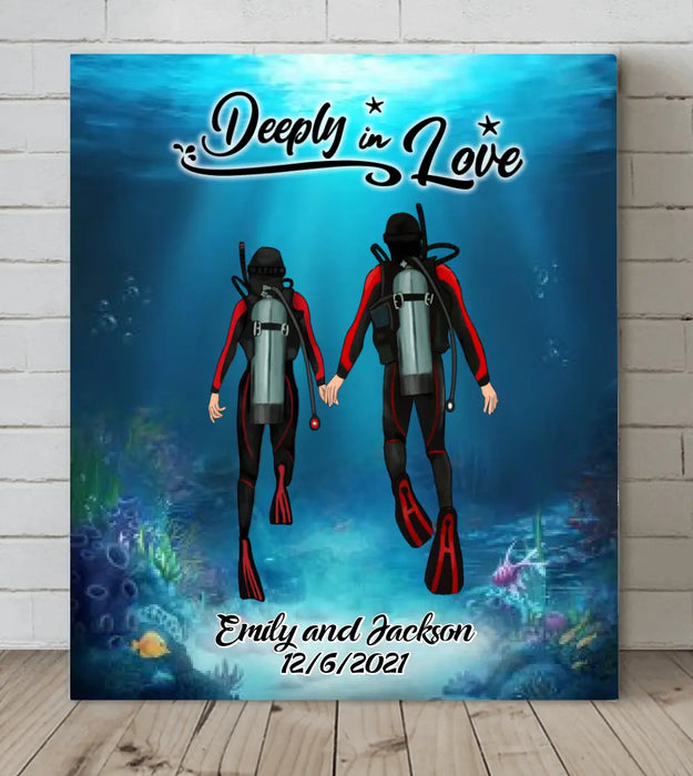 Personalized Couple Diving Canvas - Best Gift For Couple/Diving Lover - Deeply In Love