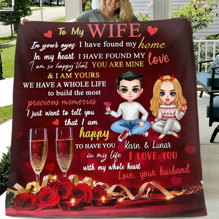 Personalized Couple Quilt/Fleece Blanket - Gift Idea For Wife/Girlfriend - To My Wife