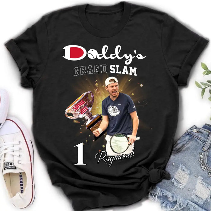 Personalized Daddy Photo Shirt/Hoodie - Up to 4 Children - Father's Day Gift Idea for Tennis Lovers - Daddy's Grand Slam