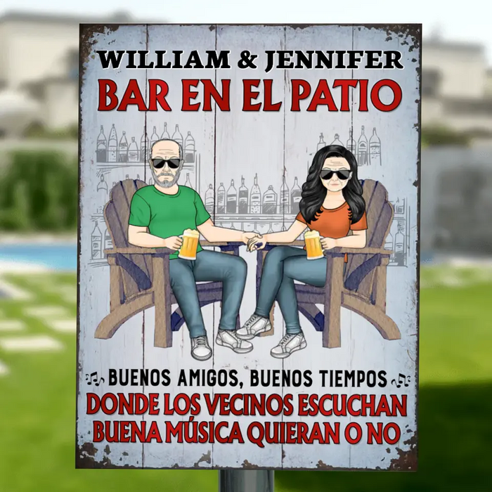 Personalized Couple Metal Sign - Best Gift Idea For Couple - Bar En El Patio - Spanish Verion