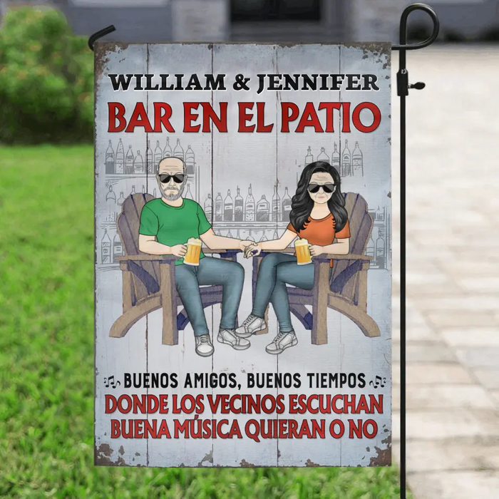 Personalized Couple Graden Flag - Best Gift Idea For Couple - Bar En El Patio - Spanish Verion