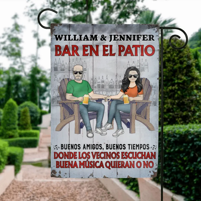 Personalized Couple Graden Flag - Best Gift Idea For Couple - Bar En El Patio - Spanish Verion