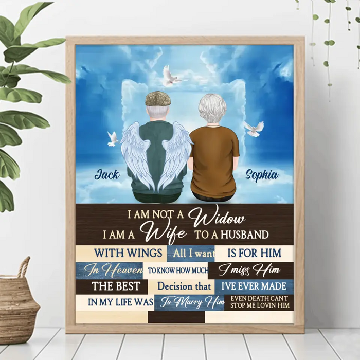 Personalized Couple Unframed Vertical Poster - Memorial Gift Idea For Couple - I Am Not A Widow I Am A Wife To A Husband With Wings
