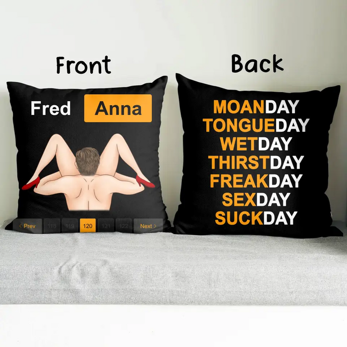 Personalized Couple Pillow Cover - Best Gift Ideas For Husband/Wife/Birthday/Anniversary - Moanday Tongueday Wetday