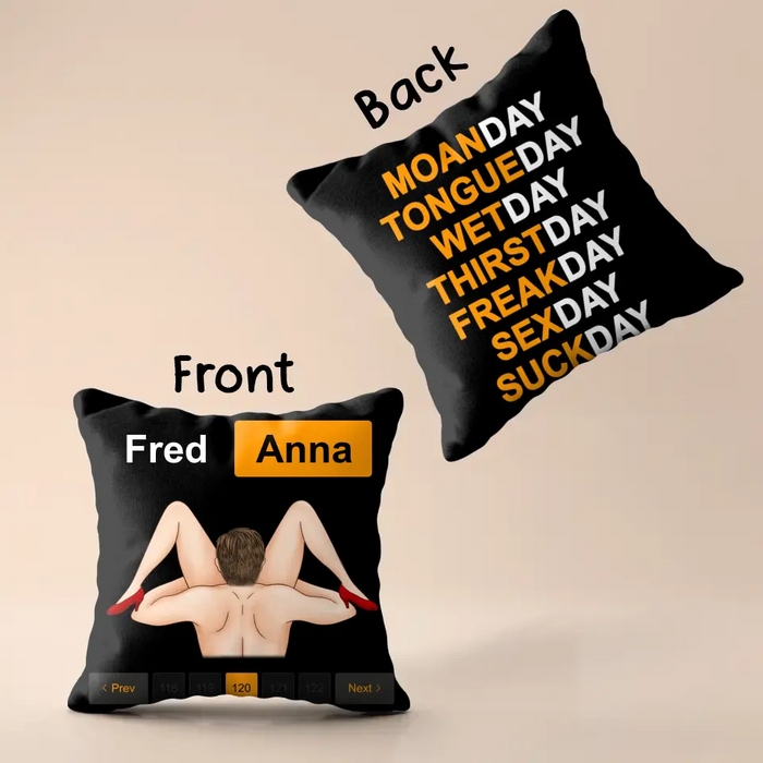 Personalized Couple Pillow Cover - Best Gift Ideas For Husband/Wife/Birthday/Anniversary - Moanday Tongueday Wetday