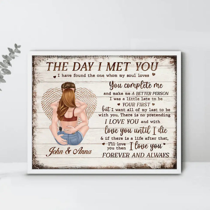 Personalized Couple Horizontal Poster - Gift Idea For Couple/Valentines Day - The Day I Met You I Have Found The One Whom My Soul Loves