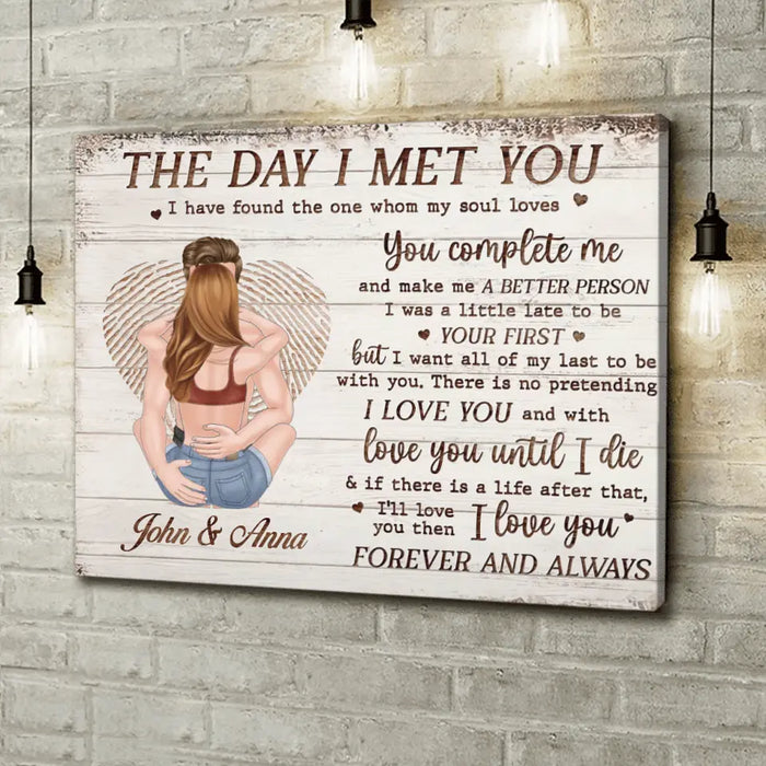 Personalized Couple Horizontal Canvas - Gift Idea For Couple/Valentines Day - The Day I Met You I Have Found The One Whom My Soul Loves
