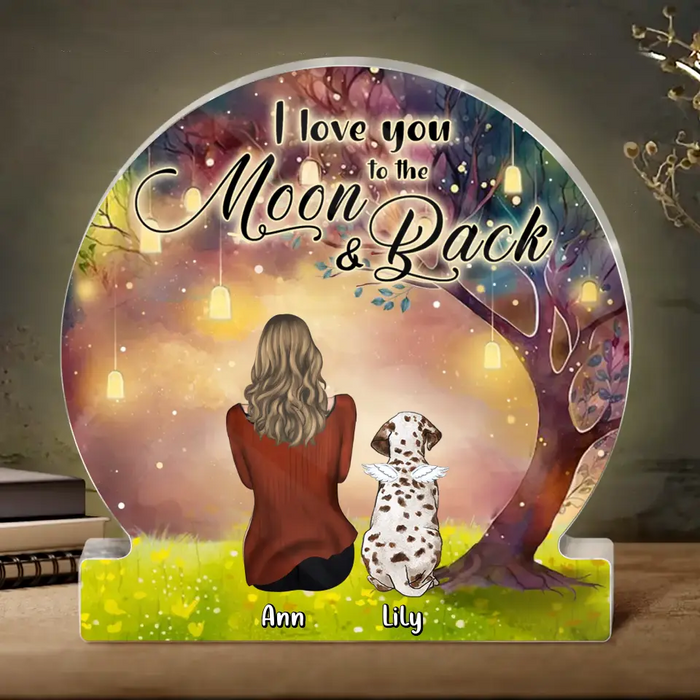 Personalized Memorial Dog Acrylic Plaque - Up to 3 Dogs - Memorial Gift Idea For Dog Owner - I Love You To The Moon & Back
