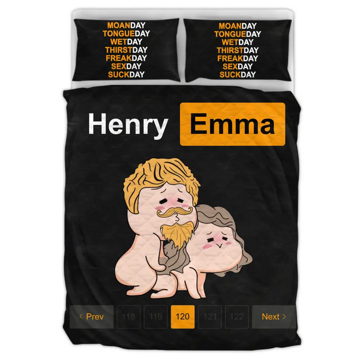 Personalized Couple Quilt Bed Sets - Best Gifts Idea For Husband/Wife/Birthday/Anniversary/Valentines - Moanday Tongueday Wetday