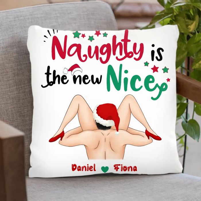 Personalized Couple Pillow Cover - Gift Idea For Couple/Christmas - Naughty Is The New Nice
