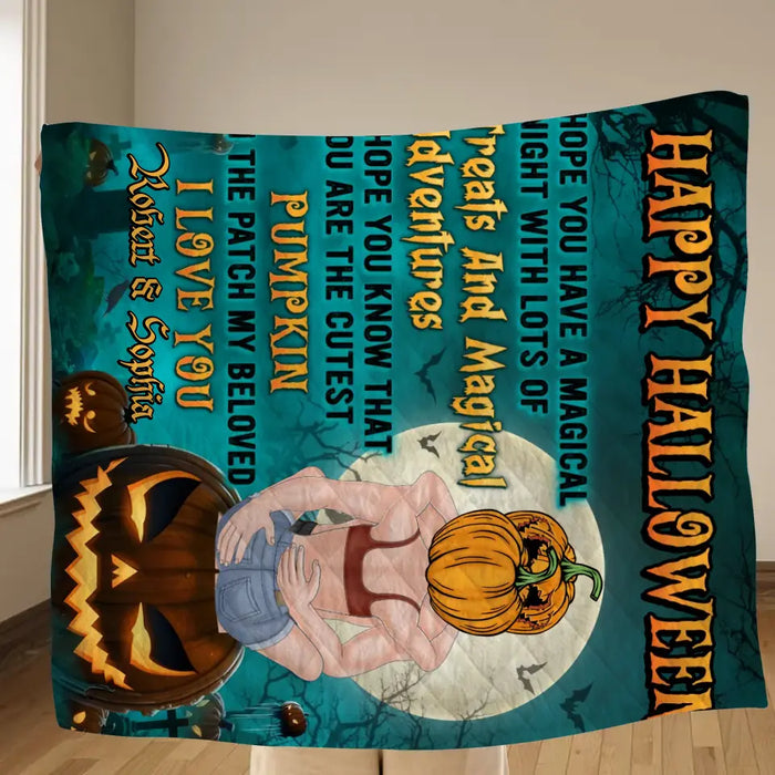 Personalized Couple Fleece Throw Blanket/Quilt - Gift Idea For Him/Her/Couple/Halloween - Happy Halloween Hope You Have A Magical Night