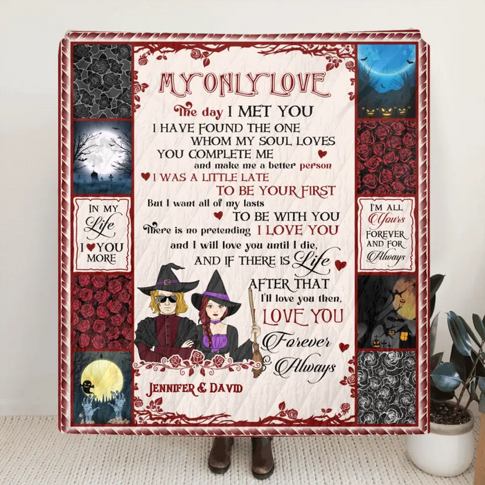 Personalized Halloween Couple Fleece Throw Blanket/Quilt - Gift Idea For Couple/Halloween - My Only Love