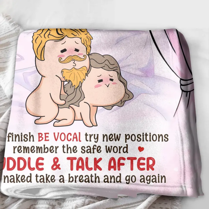 Personalized Couple Fleece Throw Blanket & Quilt - Gift Idea For Couple - Bedroom Rules Don't Forget To Lock The Door