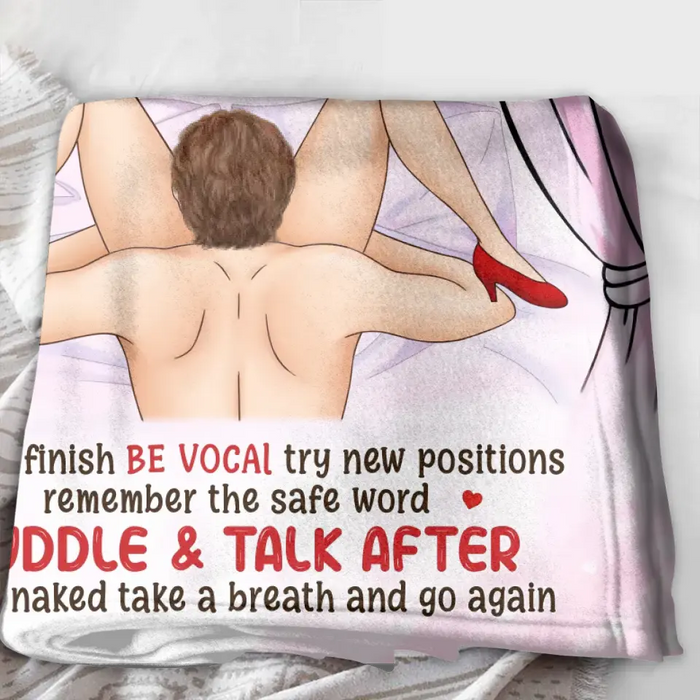 Personalized Couple Fleece Throw Blanket & Quilt - Anniversary/Wedding Gift Idea for Couple - Bedroom Rules Don't Forget To Lock The Door