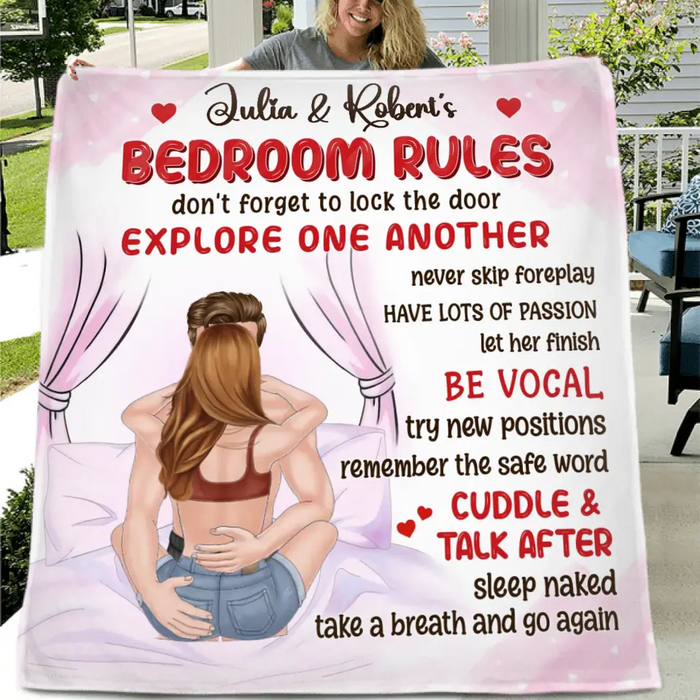 Personalized Couple Fleece Throw Blanket & Quilt - Gift Idea For Couple - Be Vocal Try New Positions Remember