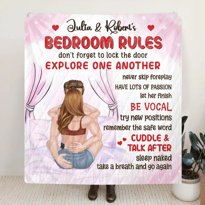 Personalized Couple Fleece Throw Blanket & Quilt - Gift Idea For Couple - Be Vocal Try New Positions Remember
