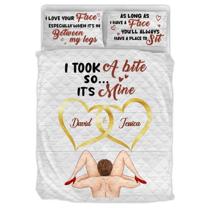 Personalized Couple Quilt Bed Sets - Gift Idea For Him/Her - I Took A Bite So... It's Mine