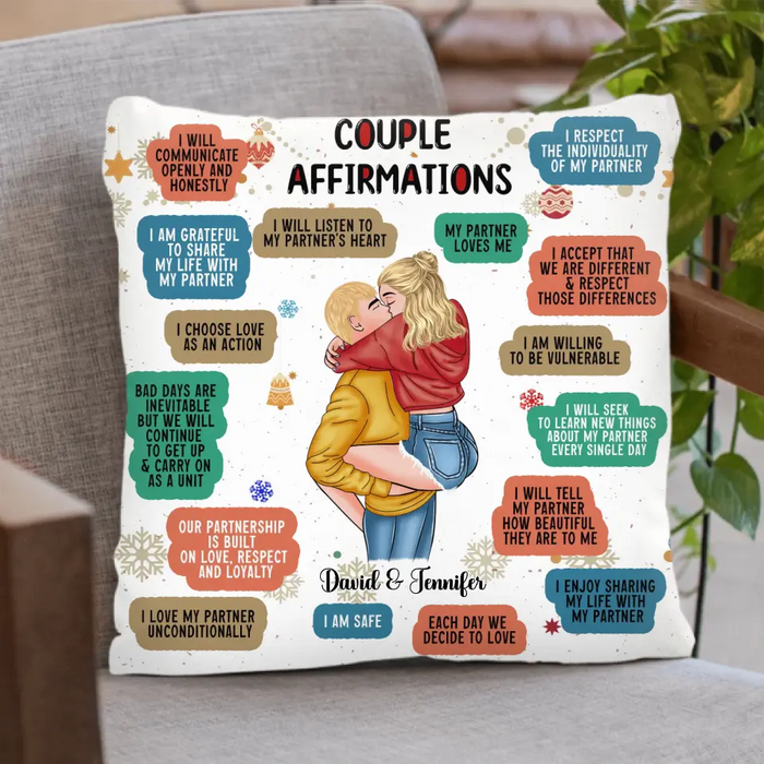 Personalized Couple Pillow Cover/Fleece Throw Blanket/Quilt - Christmas Gift Idea for Couple/Him/Her - Couple Affirmations