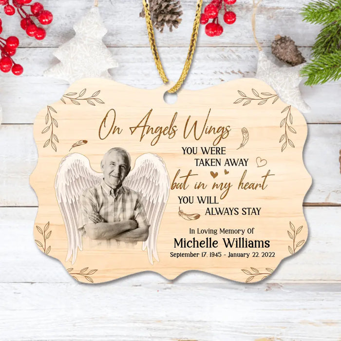 Personalized In Loving Memory Rectangle Wooden Ornament - Upload Photo - Memorial Gift Idea For Family Member - In My Heart You Will Always Stay