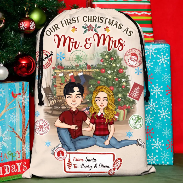 Personalized Couple Santa Sack - Gift Idea For Christmas/Couple - Our First Christmas As Mr. & Mrs.