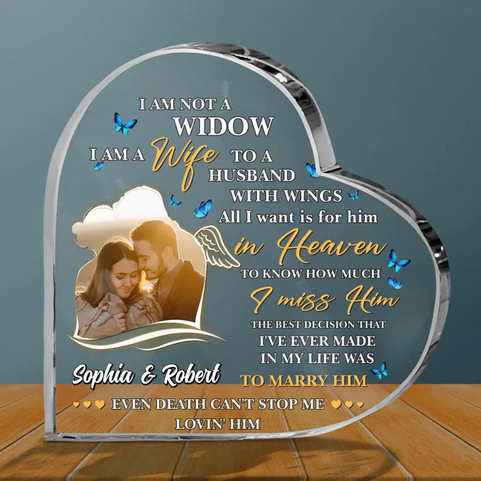 Personalized Couple Crystal Heart - Upload Photo - Memorial Gift Idea For Couple - I Am A Wife To A Husband With Wings