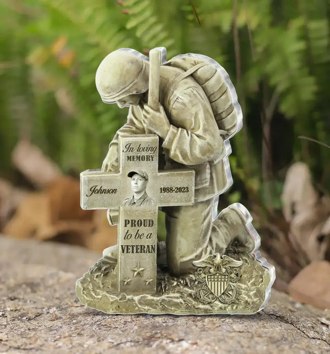 Personalized In Loving Memory Veteran Acrylic Plaque - Upload Photo - Memorial Gift Idea For Veteran - Proud To Be A Veteran