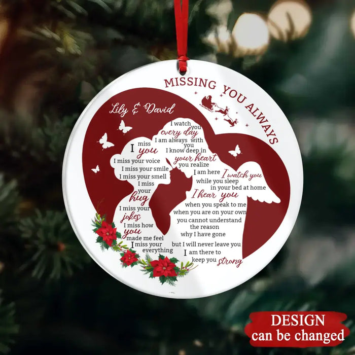 Personalized Couple Circle Acrylic Ornament - Memorial Gift Idea For Couple - Missing You Always