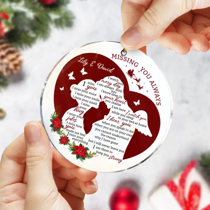 Personalized Couple Circle Acrylic Ornament - Memorial Gift Idea For Couple - Missing You Always